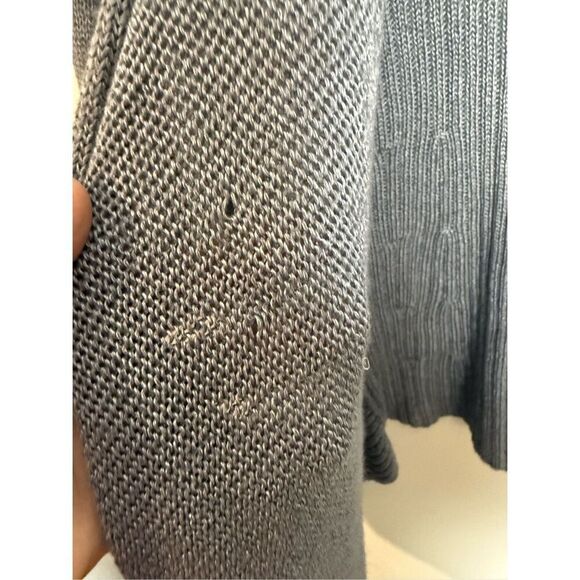 Eileen Fisher Woman Ash Cascading Cardigan Linen Silk Open Front Wrap Gray Mediu - Picture 2 of 5